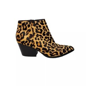 Bleecker & Bond Leather Fur Dyed Haircalf Cheetah Ankle Booties